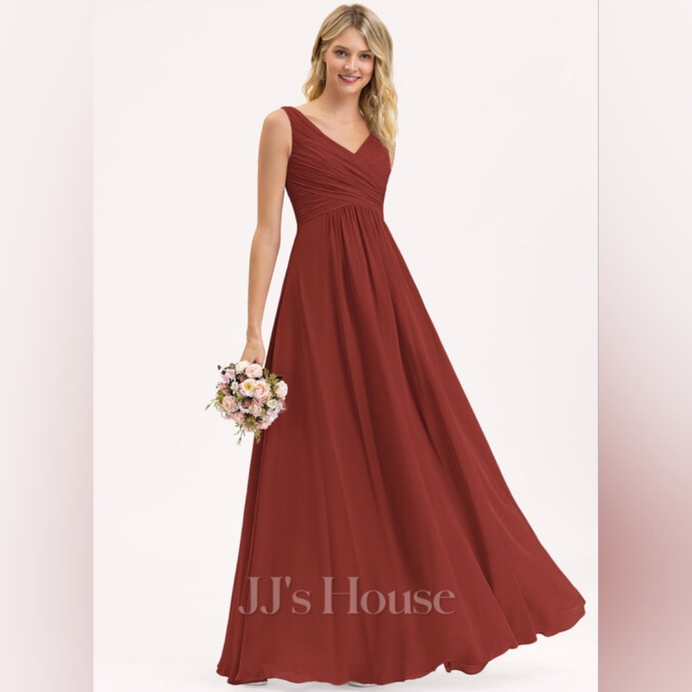 JJs House Ruched Maxi Dress V-Neck A-Line
